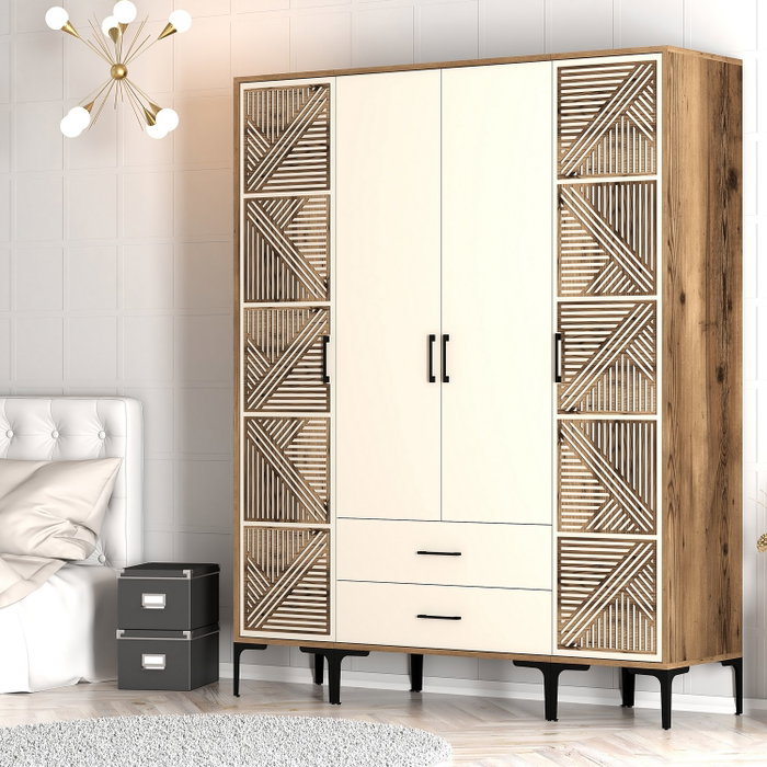 Hanah Home Kumsal PTP Armario Nogal y Crema